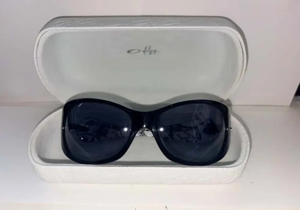 Y2K Oakley Dangerous Black and White Floral Sunglasses with Case